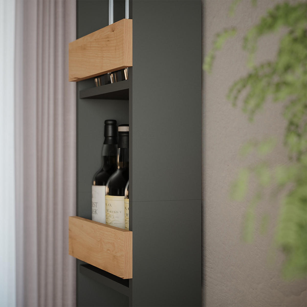 STOJAN NA SKLENIČKY NA VÍNO Repose Zlatý dub power/antracit - medově dubová/antracitová, kompozitní dřevo (30/180/15.1cm) - Vicco