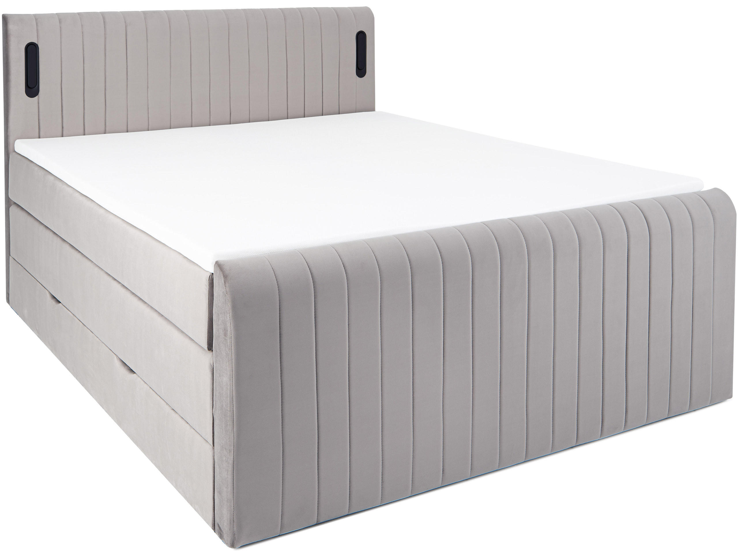 BOXSPRINGBETT FLY hellgrau 200/200 cm H3/H4 Samt - Hellgrau, Textil (200/200cm) - wonello