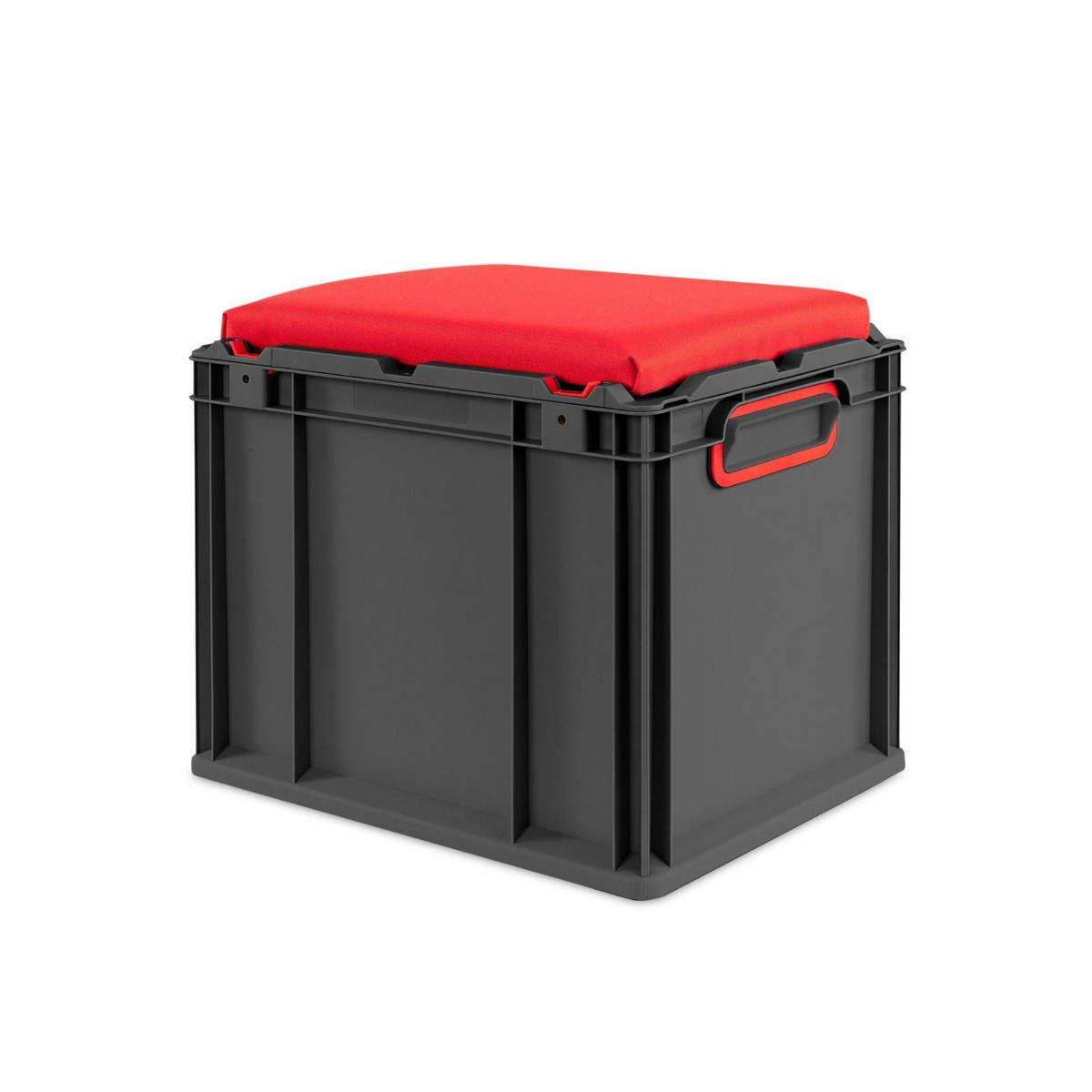 EUROBOX NextGen Seat Box Rot, HxBxT 36,5x30x40cm, 30 Liter, Griffe geschlossen, Schwarz - Schwarz, Kunststoff (30/36.5/40cm) - PROREGAL