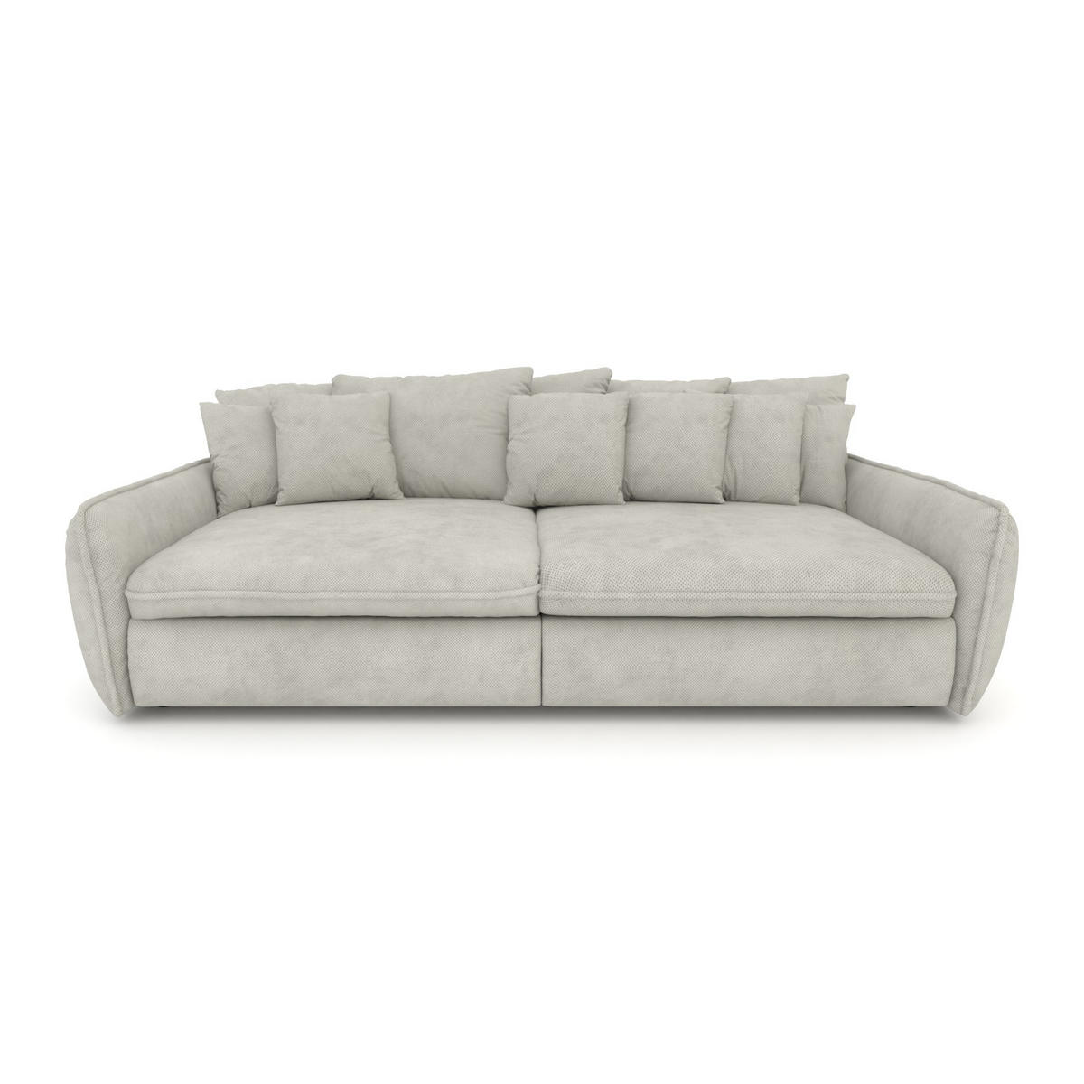 BIGSOFA Hereford Velvet Beige inkl. 11 Kissen 234/131/61 cm - Hellgrau, Kunststoff/Textil (234/61/131cm) - foamnova