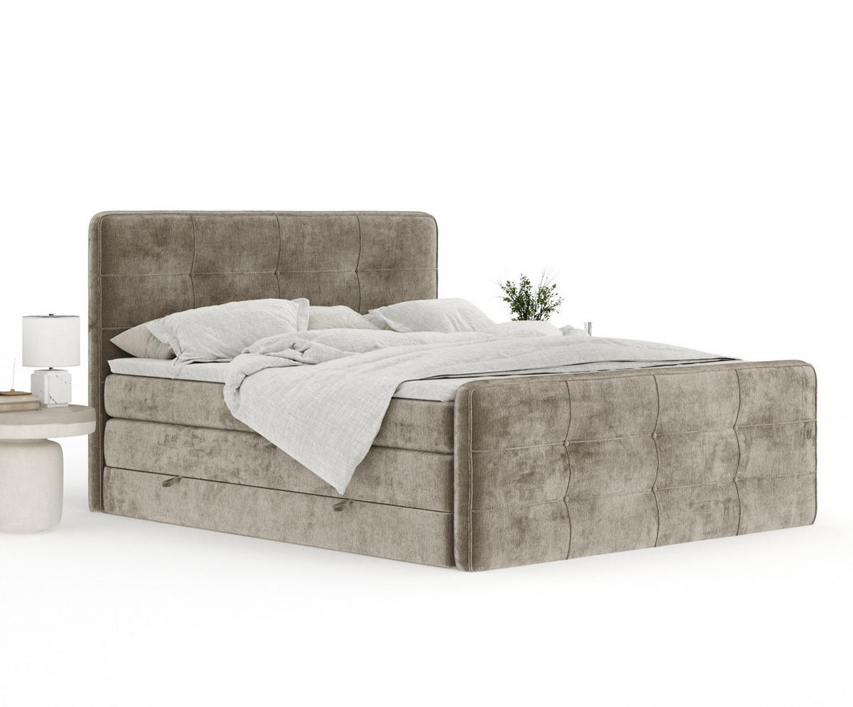 BOXSPRINGBETT Semplice Beige 180/200 cm - Beige/Schwarz, Holz/Holzwerkstoff (180/200cm) - Maison de Reve