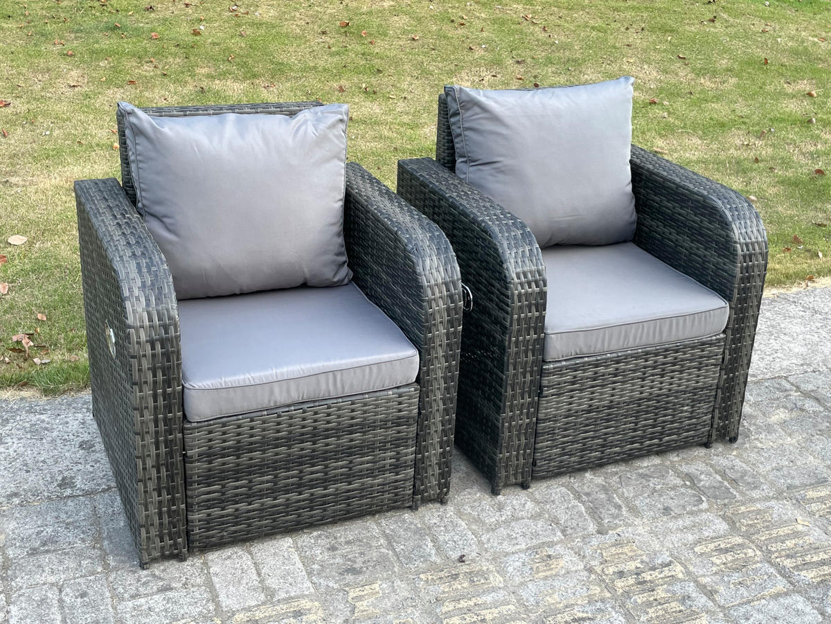 GARTENSTUHL Polyrattan 2-teilig - Dunkelgrau, Glas/Kunststoff (67/79/74cm) - Fimous