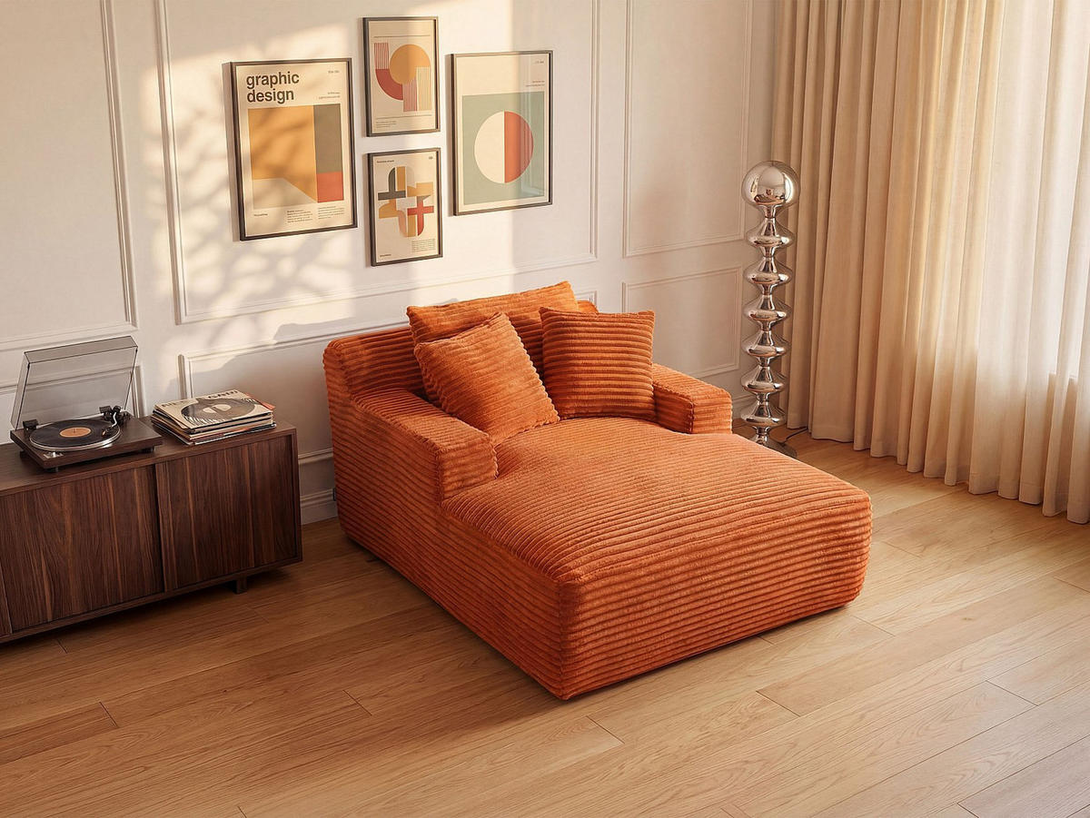 RECAMIERE ohne Schlaffunktion - 1 Person, 2 Personen - samt - terracotta Donilia - Terracotta, Textil (120/72/168cm) - Vente-Unique