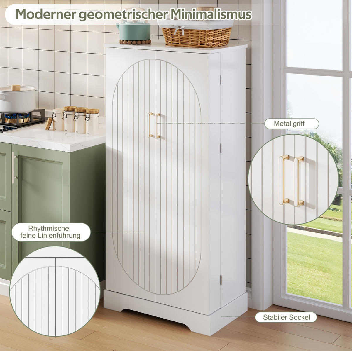 BUFFET 60/128/35 cm Weiß aus MDF und PB mit LED-Sensorleuchte - Weiß, Holzwerkstoff (35/128/60cm) - OKMYHOME