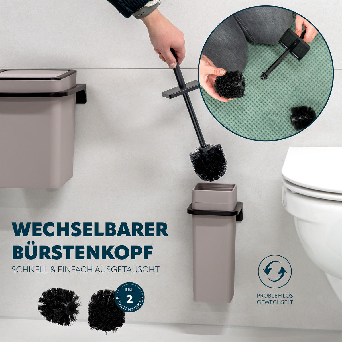 WC-GARNITUR SAVONA, taupe, Kunststoff - Taupe, Kunststoff (12/36.5/13cm) - bremermann