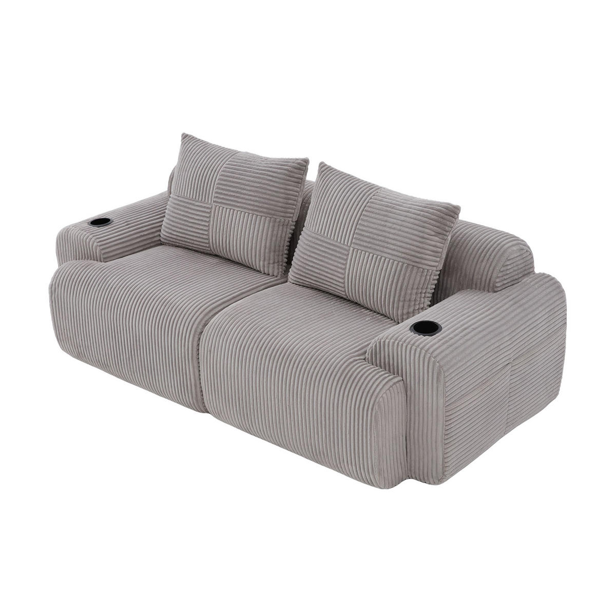 SOFA 2-Sitzer modular 200 x 99 x 80 cm Corduroy Light Gray - Hellgrau, Kunststoff (99/80/200cm) - Meubliv