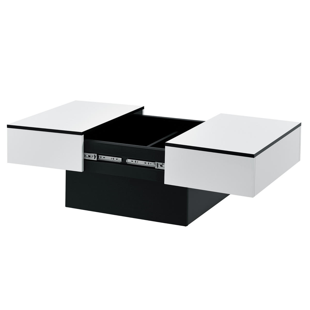 COUCHTISCH Lens 36/80/60 cm - Schwarz Hochglanz/Weiß Hochglanz, Holzwerkstoff (60/80/36cm) - [en.casa]