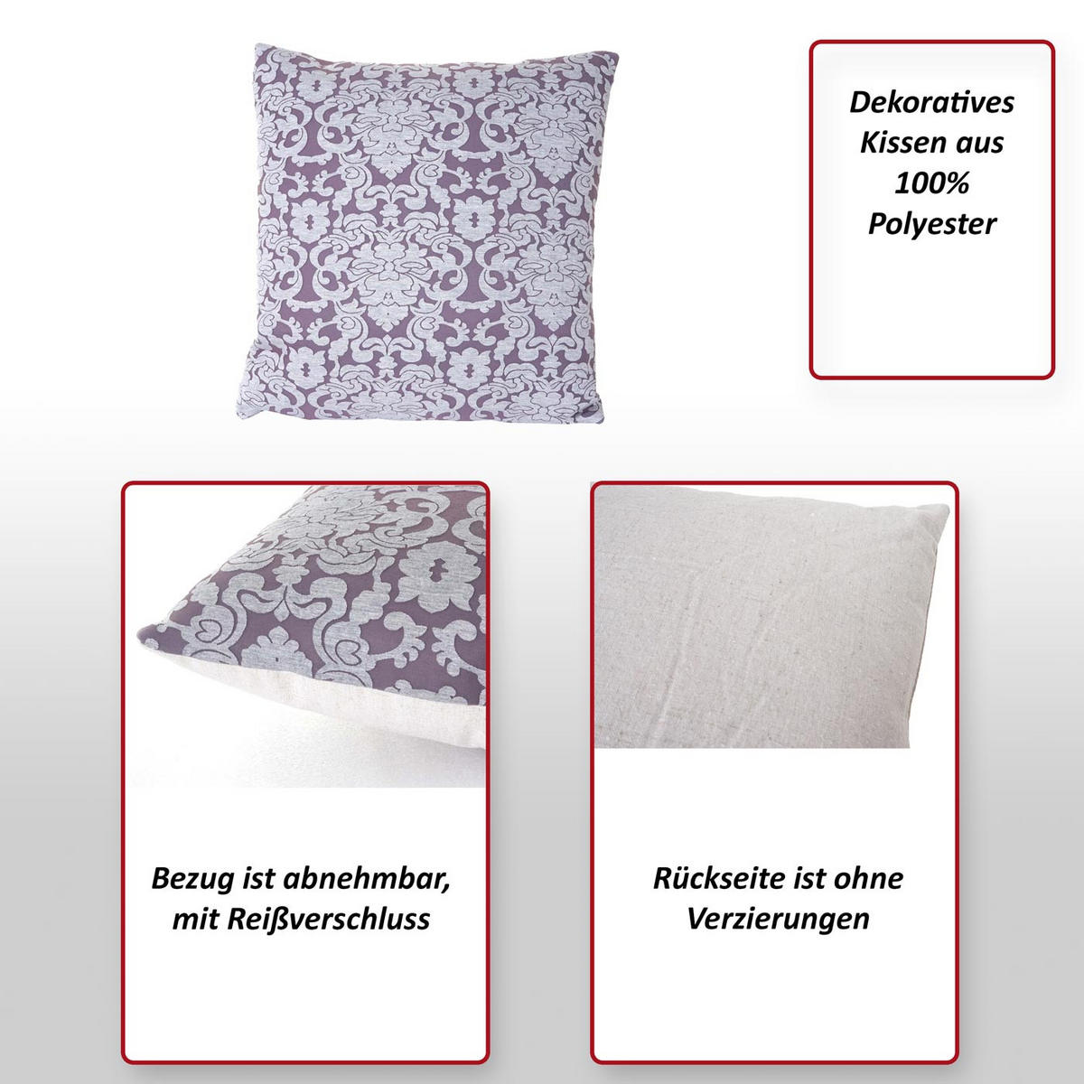 DEKO-KISSEN BAROCK + BLUMEN Multicolor 2er-Set - Multicolor, Textil (12/40/40cm) - MCW