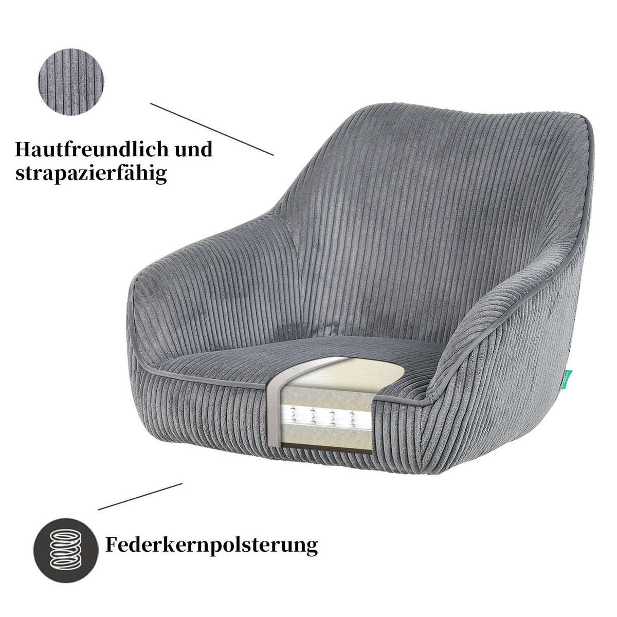 ARMLEHNSTUHL Mika-Finn 2er-Set - Nussbaumfarben/Grau, Eichenholz/Holz (60/82/61cm) - DUBI Möbel