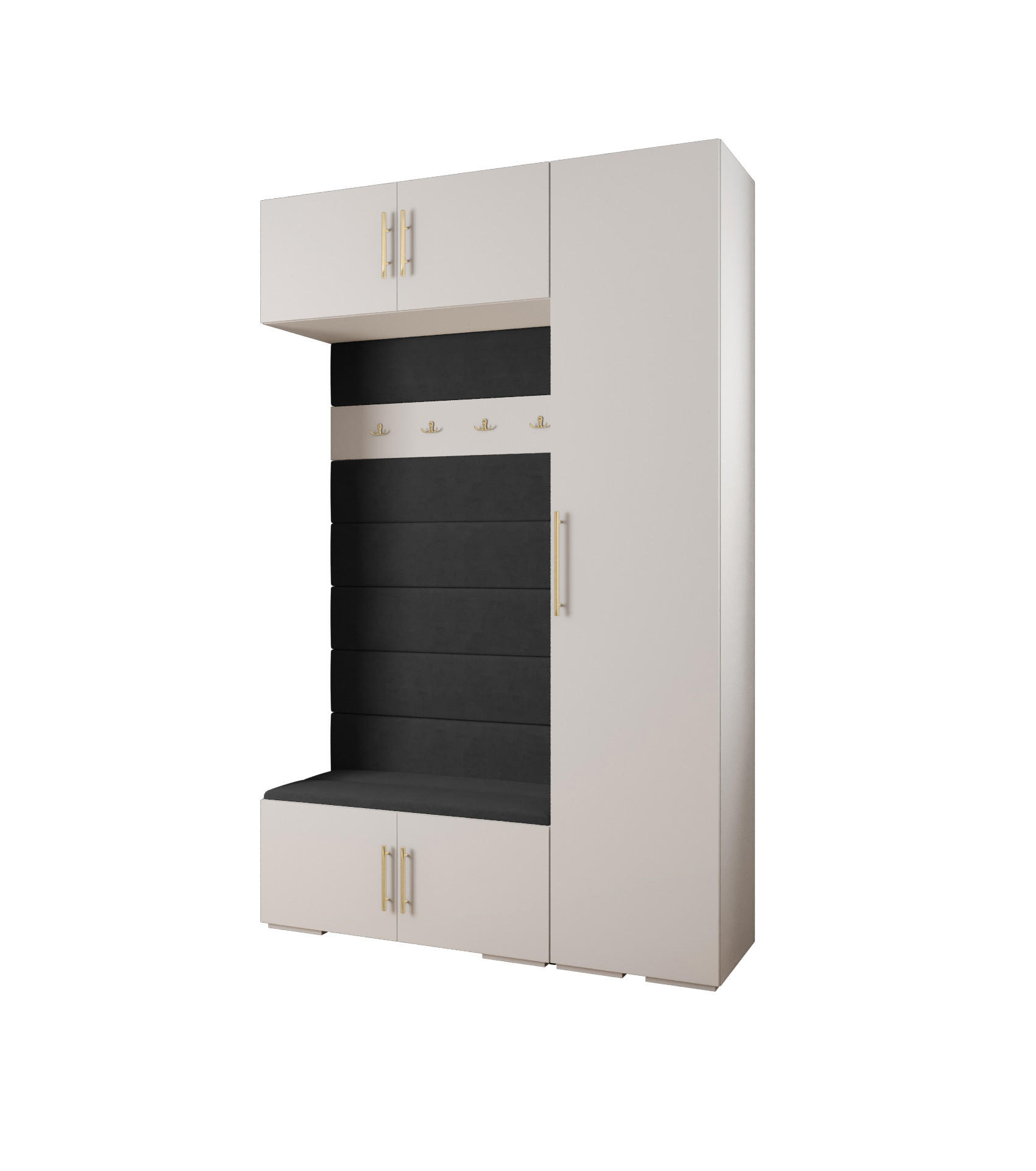 GARDEROBEN-SET 236,7/150/47 - Goldfarben/Schwarz, Holz/Metall (150/236.7/47cm) - Abiks Möbel