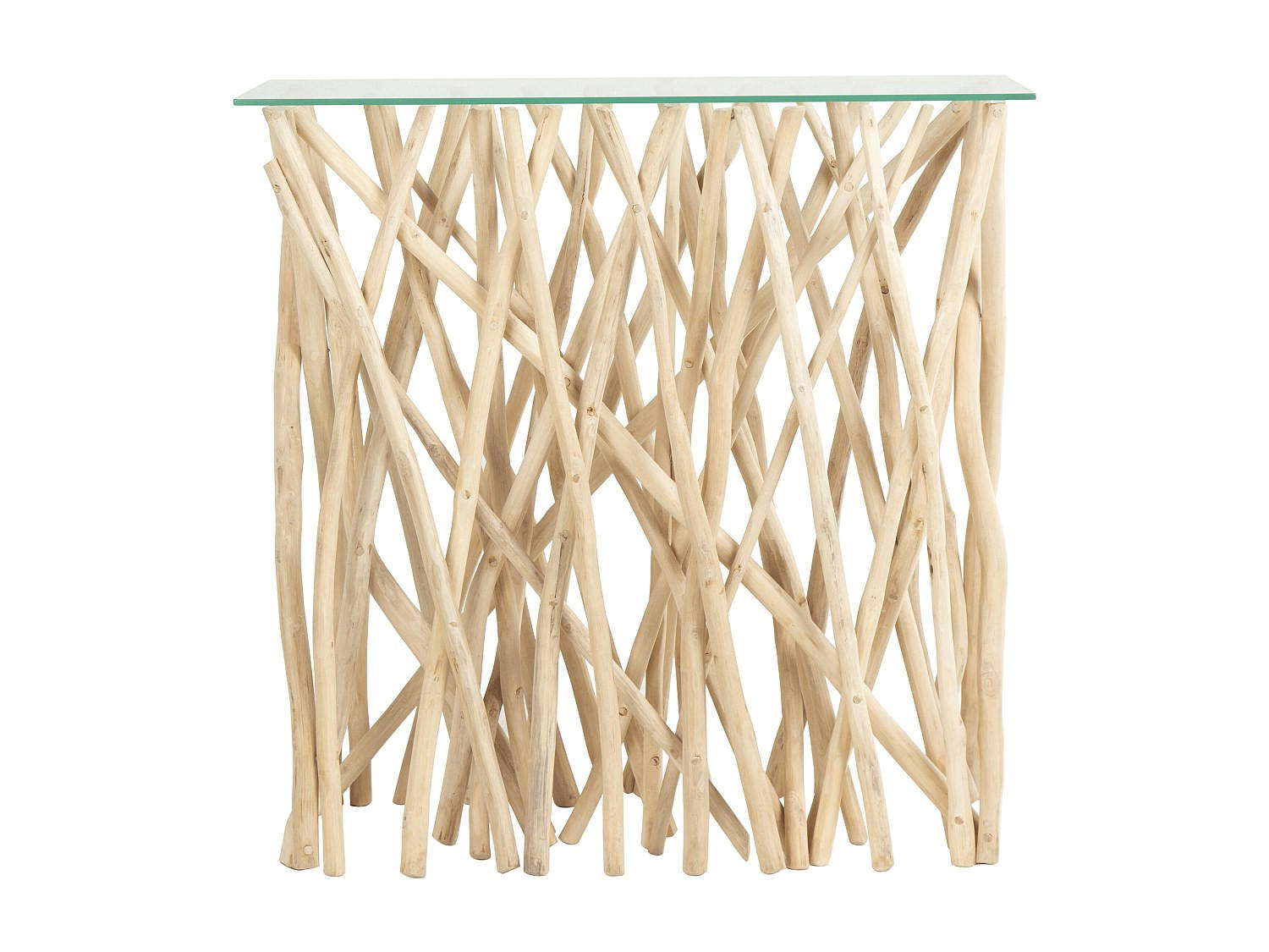 KONSOLENTISCH - 92 cm x 35 cm - holz - naturfarben hell Gayana - Naturfarben, Glas/Holz (35/92/91.5cm) - Vente-Unique