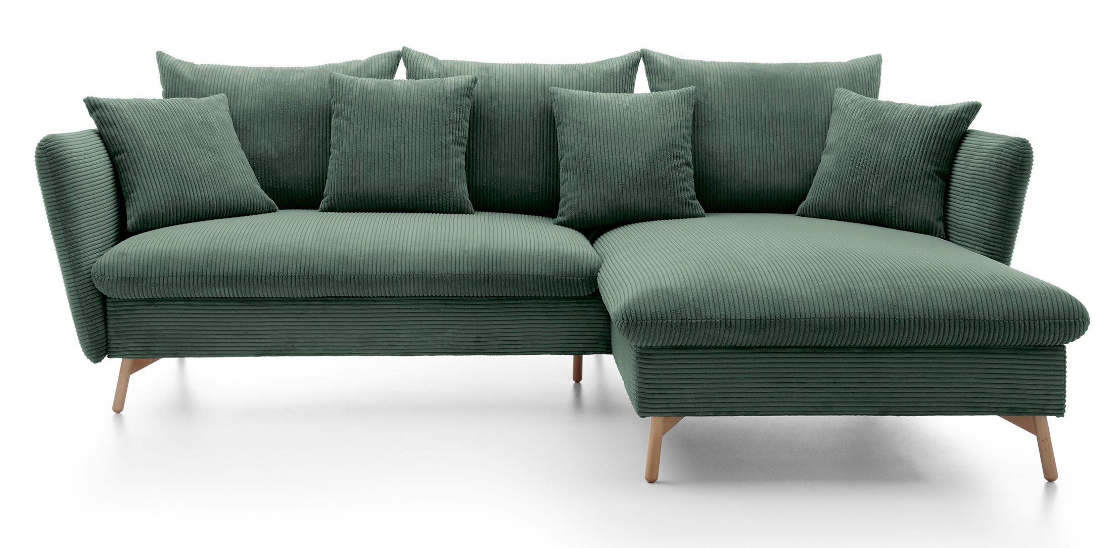 ECKSOFA Savona L-Form 260 cm, Cordstoff, Rechts, Grün - Grün, Holz (167/258cm) - Emporius