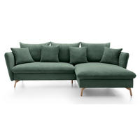 ECKSOFA Savona L-Form 260 cm, Cordstoff, Rechts, Grün - Grün, Holz (167/258cm) - Emporius