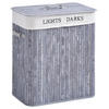 WÄSCHEKORB, Bambus, Segeltuch, PU, Grau - Grau, Naturmaterialien (32/63/52cm) - HOMCOM
