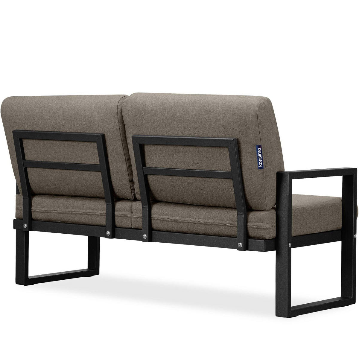 GARTENSOFA FRENA 2-Personen ,Schwarz/Beige - Beige/Schwarz, Textil/Metall (130/65/60cm) - KONSIMO®