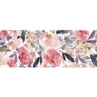 GLASBILD 80x30 cm Aquarell Blumen rosa - Gelb, Glas (80/30cm) - artissimo