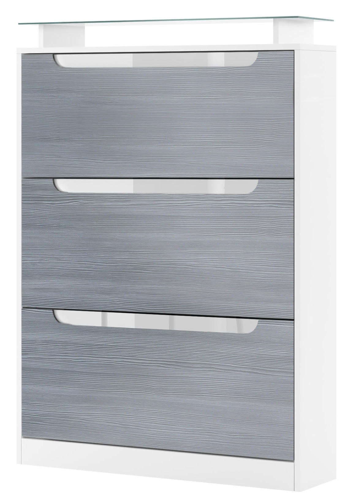 SCHUHSCHRANK Space Avola-Anthrazit / Weiß Hochglanz - Anthrazit, Holzwerkstoff (89/128/23cm) - Vladon