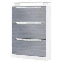 SCHUHSCHRANK Space Avola-Anthrazit / Weiß Hochglanz - Anthrazit, Holzwerkstoff (89/128/23cm) - Vladon