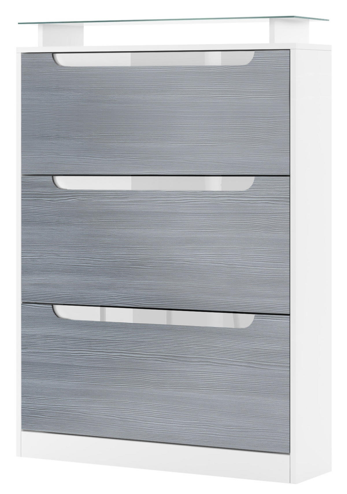 SCHUHSCHRANK Space Avola-Anthrazit / Weiß Hochglanz - Anthrazit, Holzwerkstoff (89/128/23cm) - Vladon