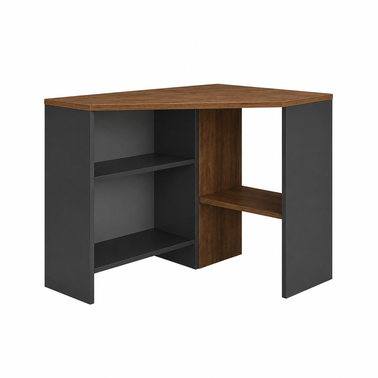 ECK Computertisch Alison Schwarz - Walnussfarben, Holzwerkstoff (72/72/73.8cm) - Decorotika