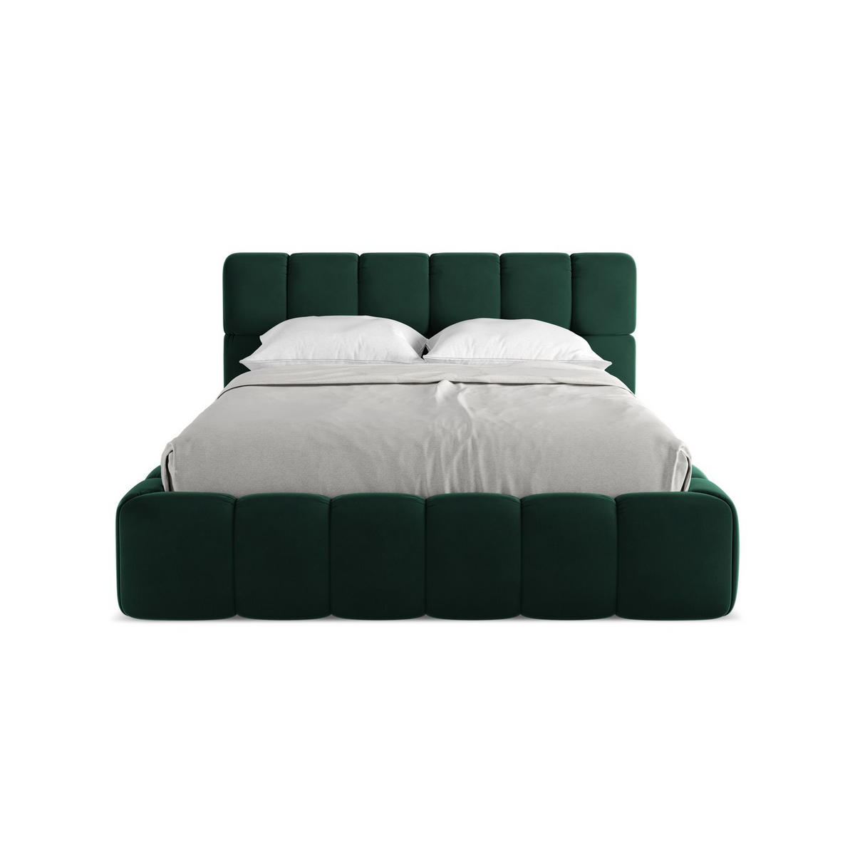 POLSTERBETT mit Bettkasten und Lattenrost 160x228 Grün - Dunkelgrün/Schwarz, Kunststoff/Textil (140/200cm) - LaMiaSofa