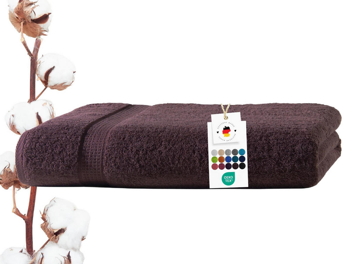 BADETUCH 100x150 cm Frottier Handtücher aus 100% Baumwolle, Braun 500g/m2 - Braun, Textil (100/150cm) - Carpe Sonno