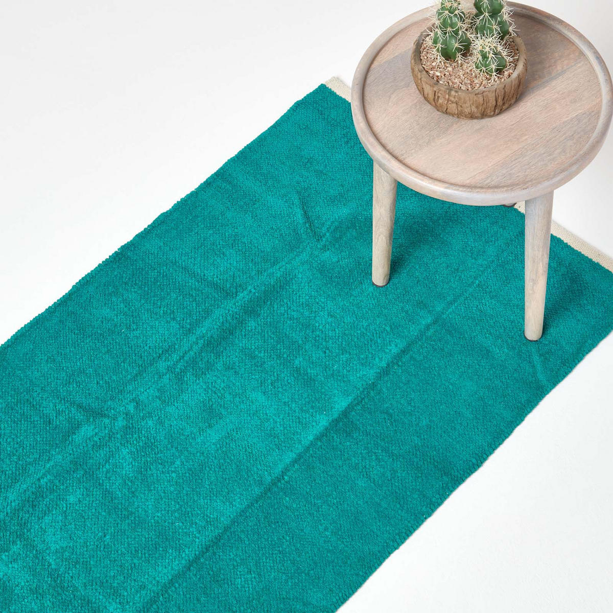 HANDWEBTEPPICH-LÄUFER Chenille 66/200 cm - Petrol, Textil (66/200cm) - Homescapes