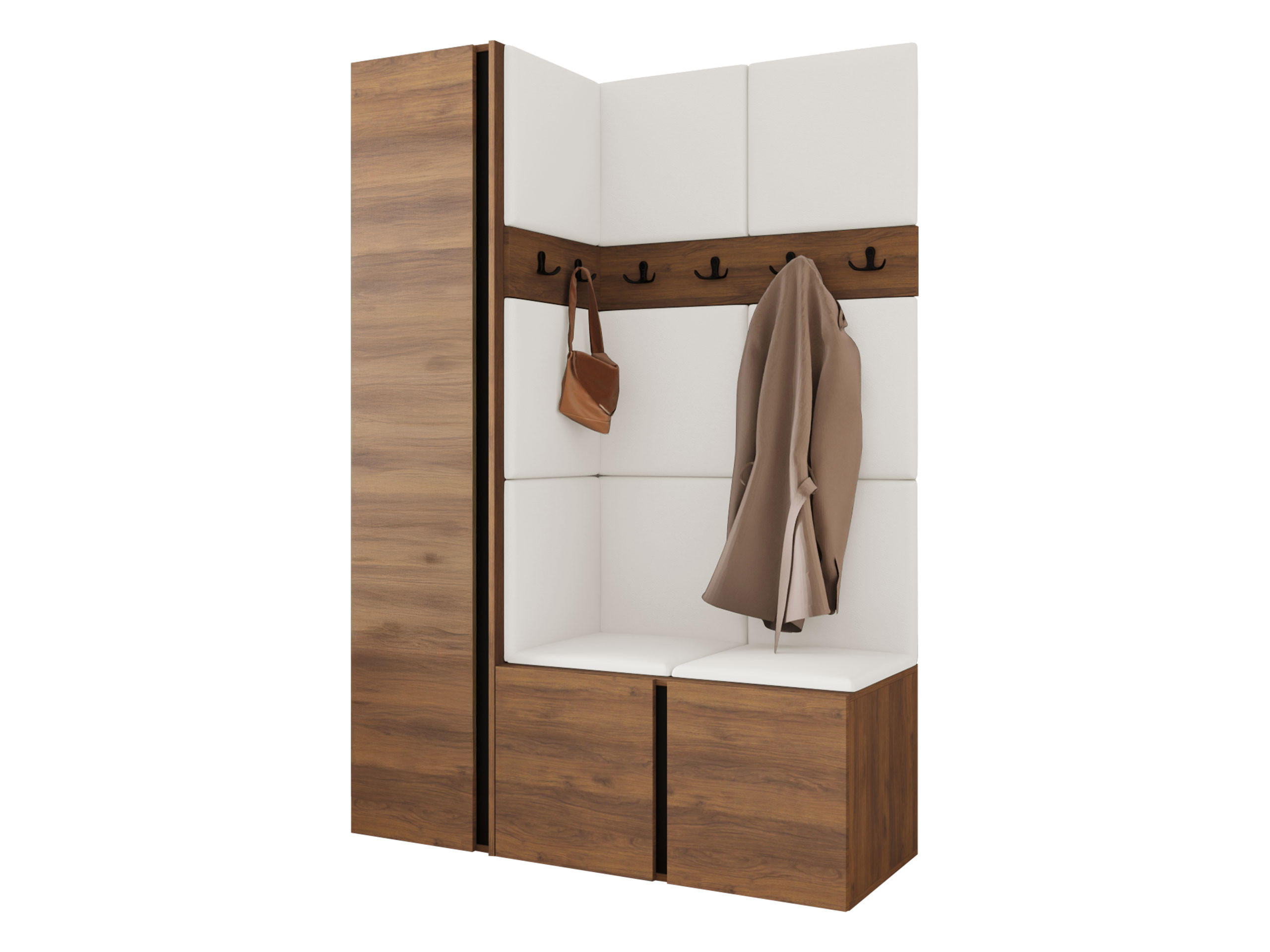 GARDEROBEN-SET Orion IX - Nussbaumfarben/Weiß, Holzwerkstoff/Kunststoff (124/186/46cm) - MIRJAN24