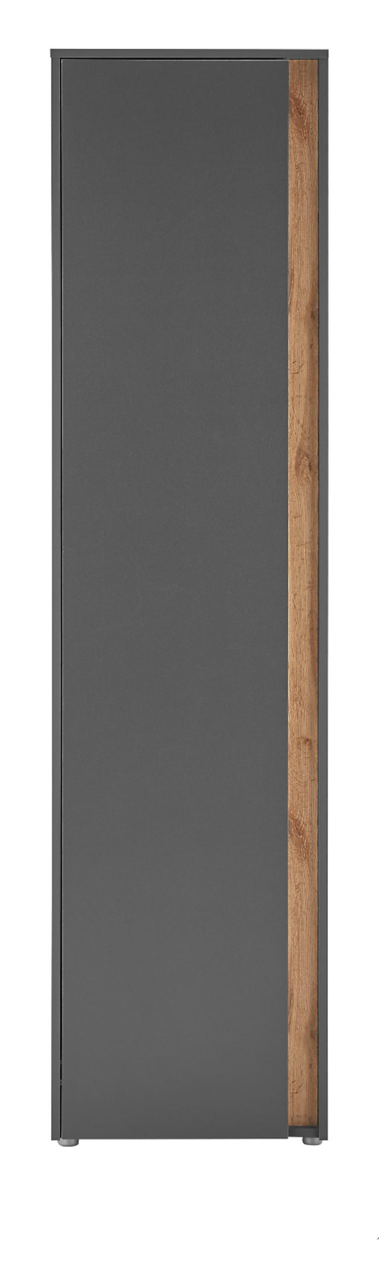 SCHUHSCHRANK grau matt, Eiche Wotan 50x200 cm, Graderobenschrank 10 Fächer - Eiche Wotan/Schwarz, Holzwerkstoff/Kunststoff (50/200/40cm) - Furn.Design