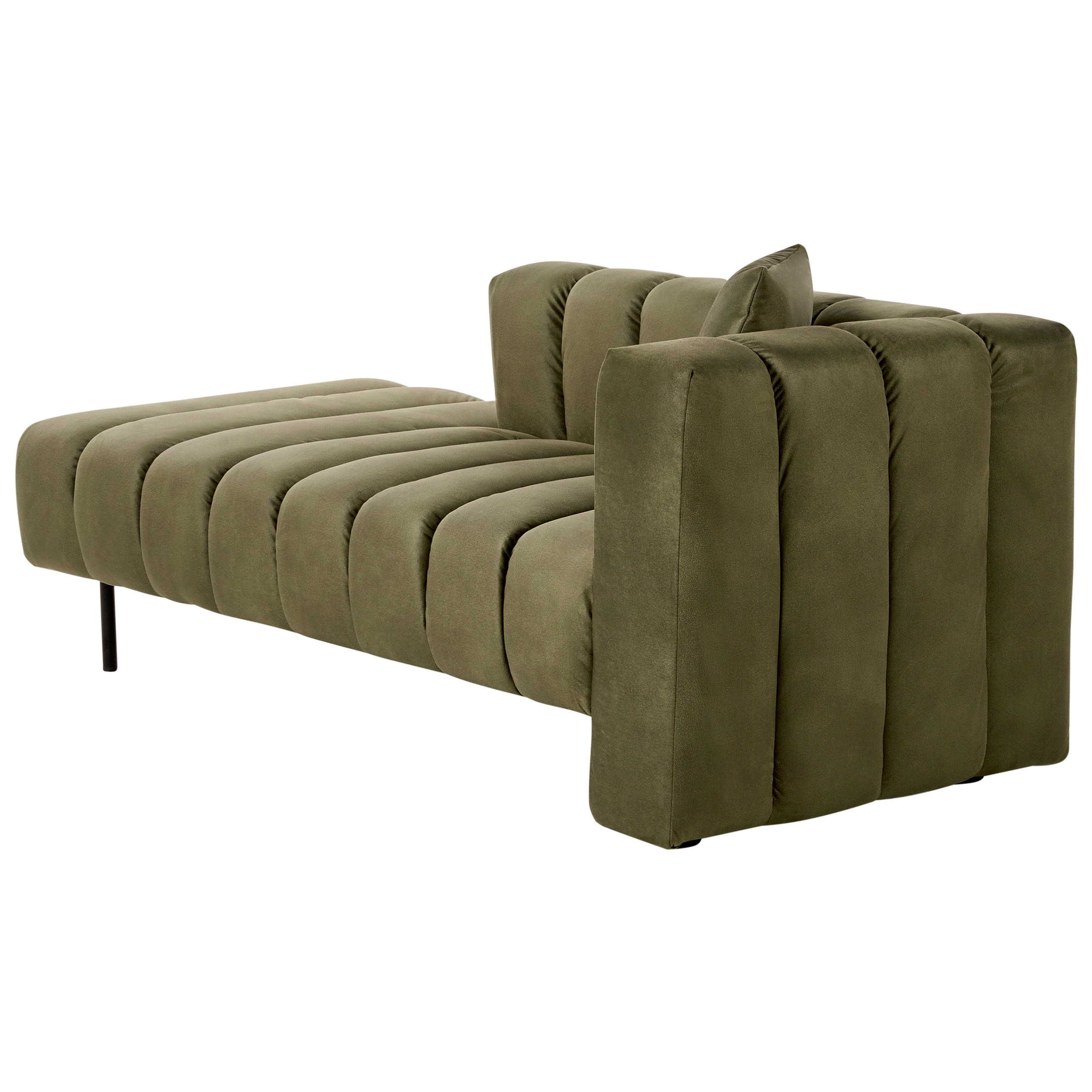 CHAISELONGUE Samtstoff olivgrün rechtsseitig Lannils - Schwarz/Grün, Textil (156/67/76cm) - Beliani