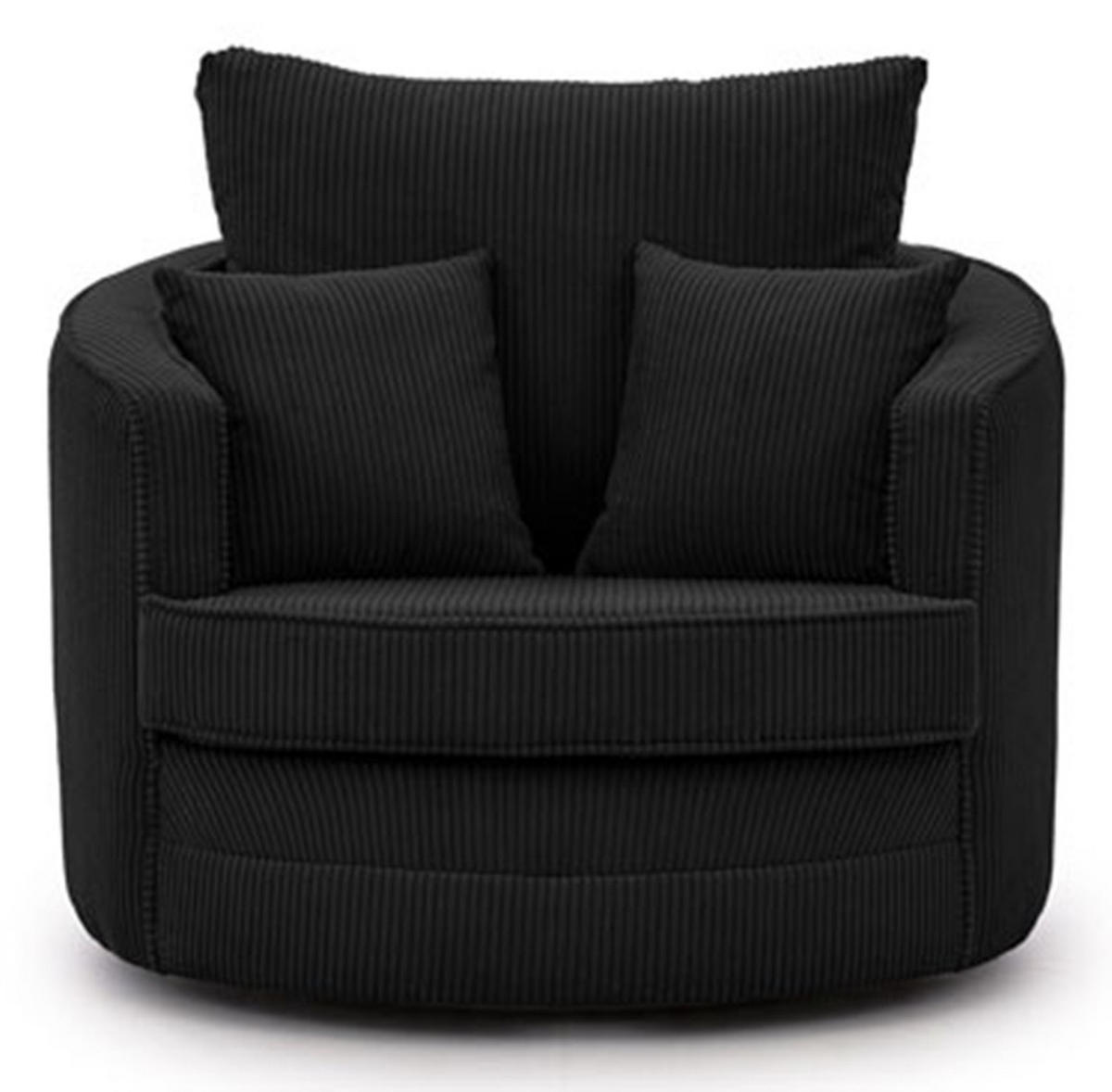 DREHSESSEL Ted aus Schwarz Cord-Stoff - Schwarz, Holz/Textil (107/94/100cm) - S-Style Möbel