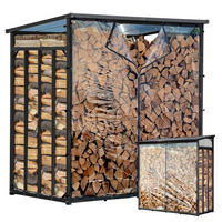 KAMINHOLZREGAL Außen Basic 185/100/185 cm Metall Anthrazit mit Wetterschutz Transparent 3,5 m³ / 5 SRM - Transparent/Anthrazit, Metall (185/185/100cm) - QUICK STAR