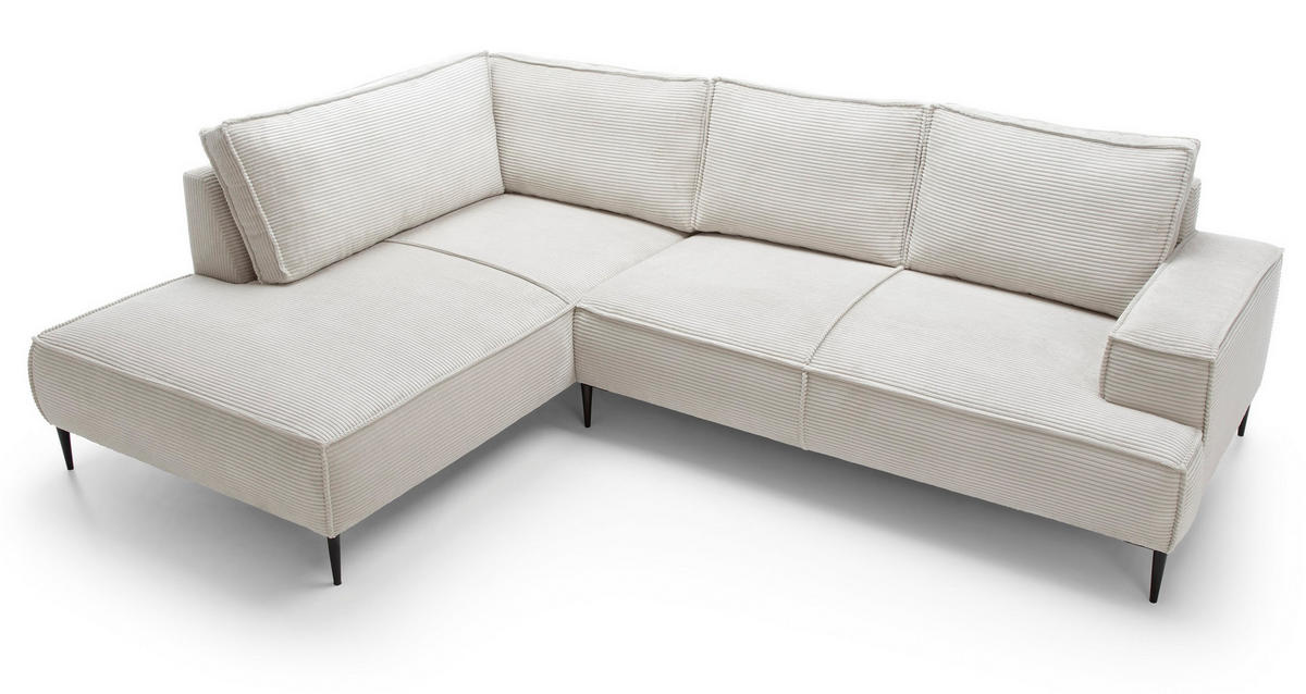 SCHLAFSOFA 275 cm L-Form Harmonia mit Beinen, Links, Vanille - Beige, Holz (275/195cm) - Emporius