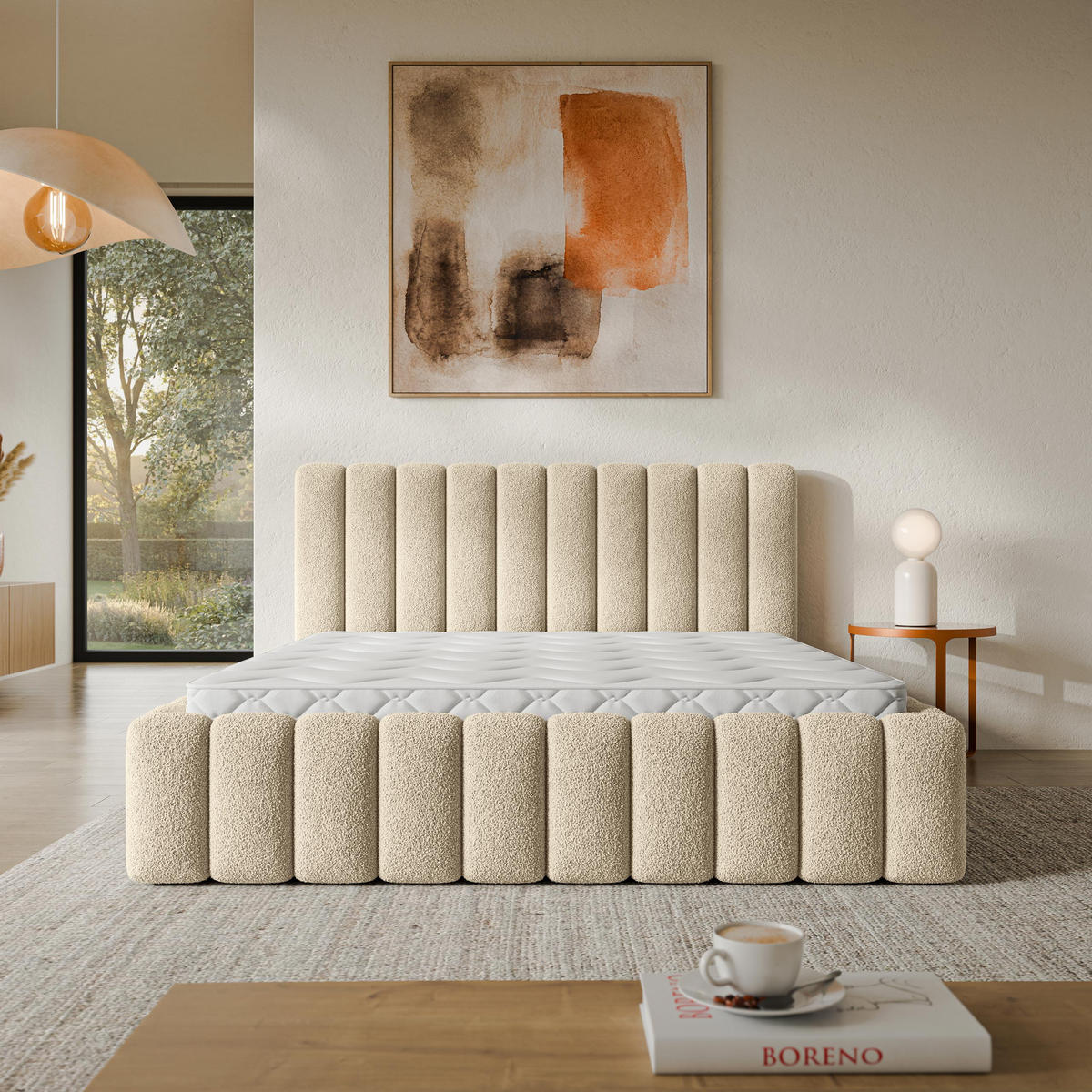 ČALOUNĚNÁ Postel TEBA 140x200 cm Krémová - krémová, kompozitní dřevo/textil (140/200cm) - MASSENO