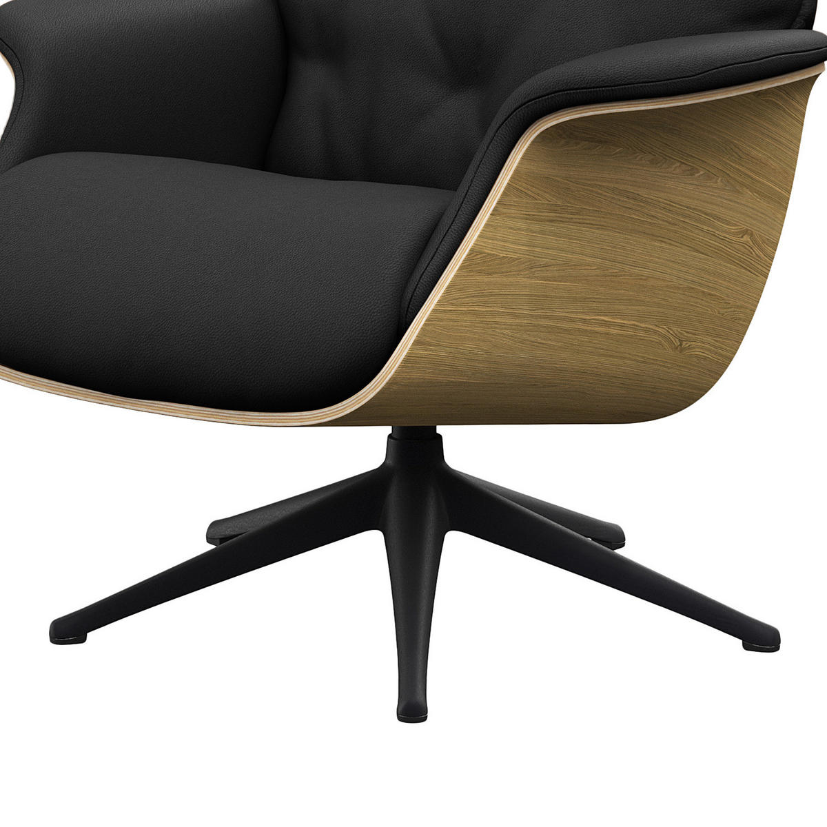 RELAXSESSEL - Echtleder - Schwarz, Leder/Metall (83/110/83cm) - home24