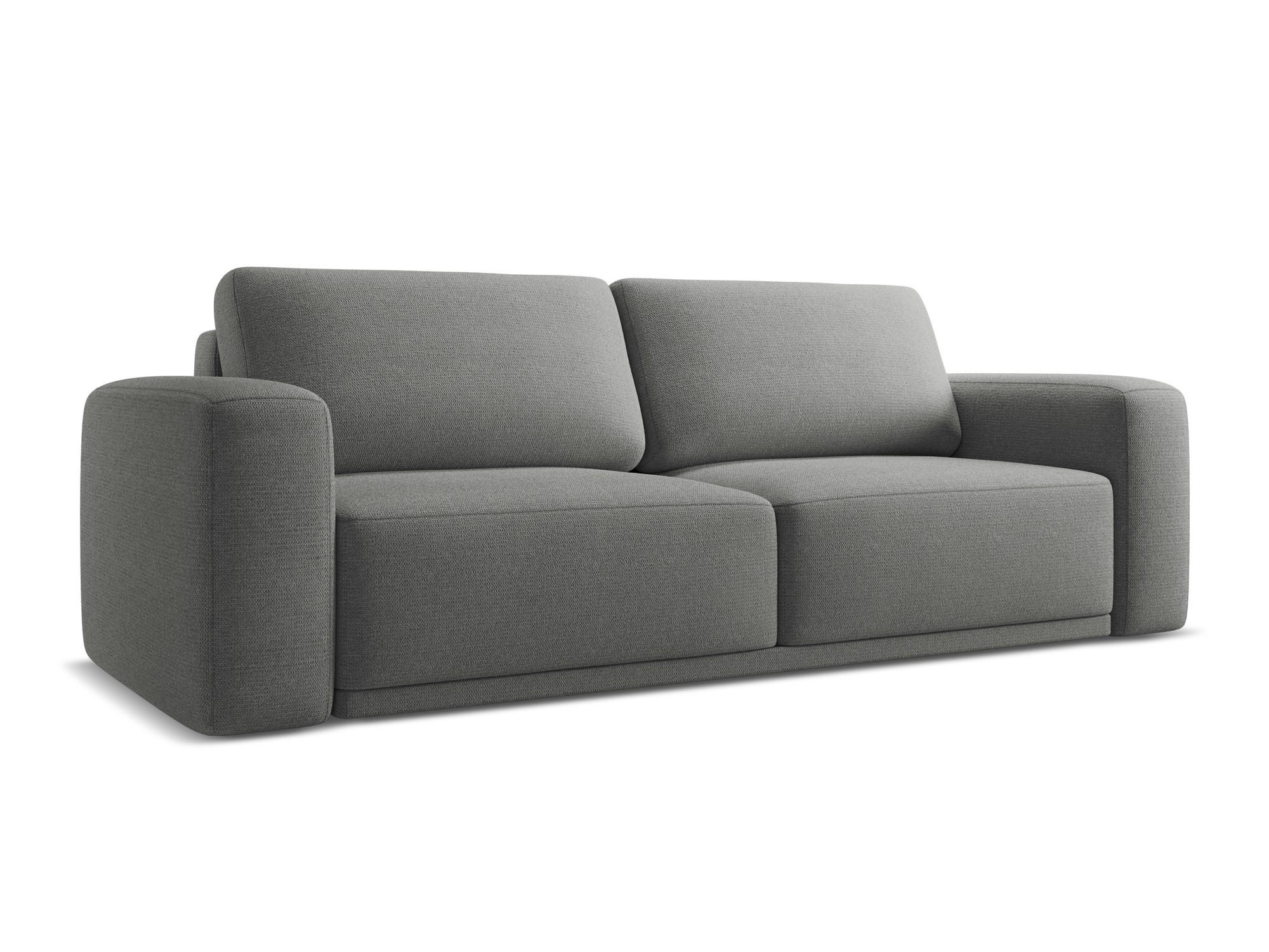 3-SITZER SOFA mit Schlaffunktion Chenille Stoff Grau - Schieferfarben/Schwarz, Kunststoff/Textil (242/91/100cm) - Makamii