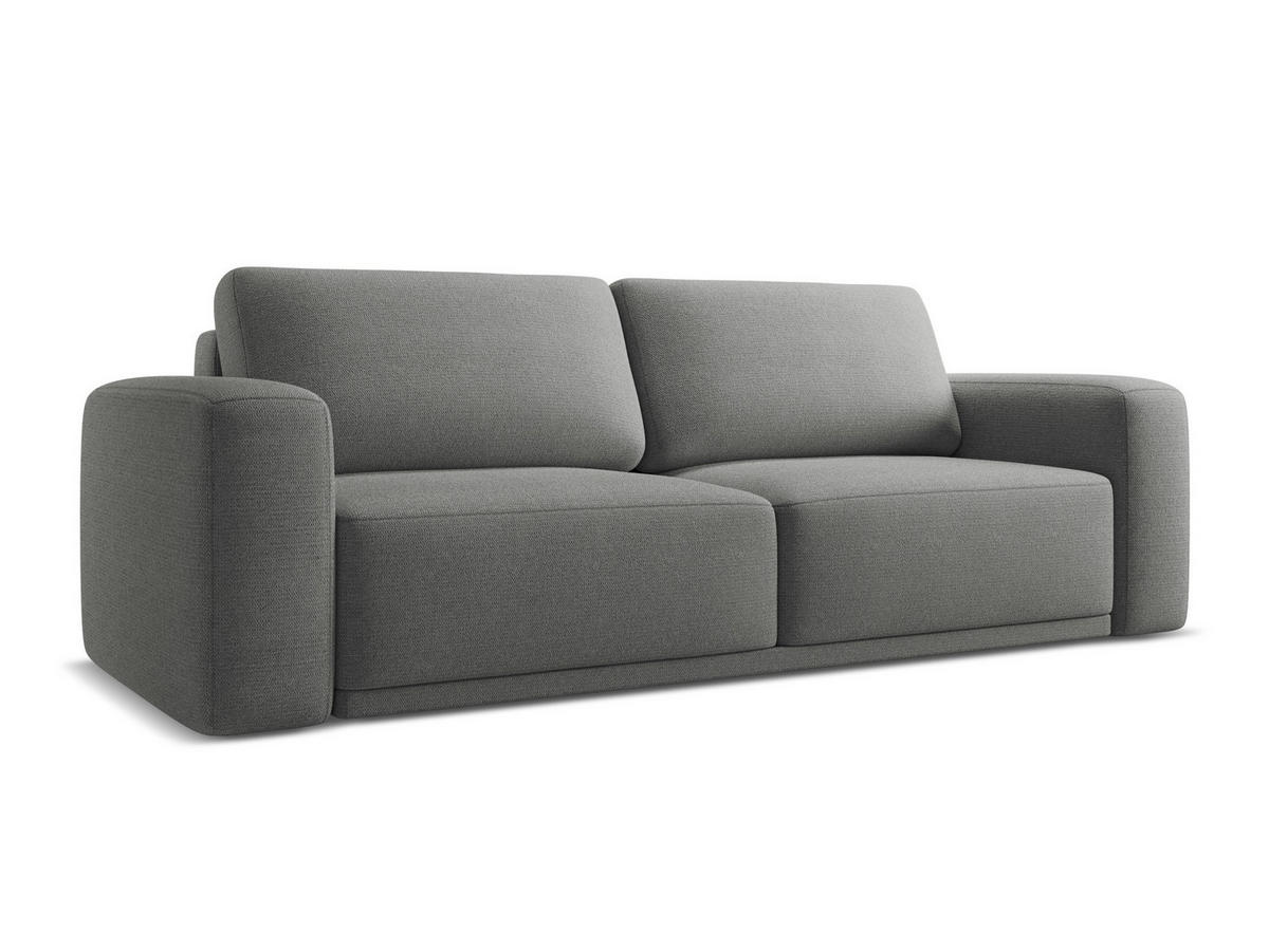 3-SITZER SOFA mit Schlaffunktion Chenille Stoff Grau - Schieferfarben/Schwarz, Kunststoff/Textil (242/91/100cm) - Makamii