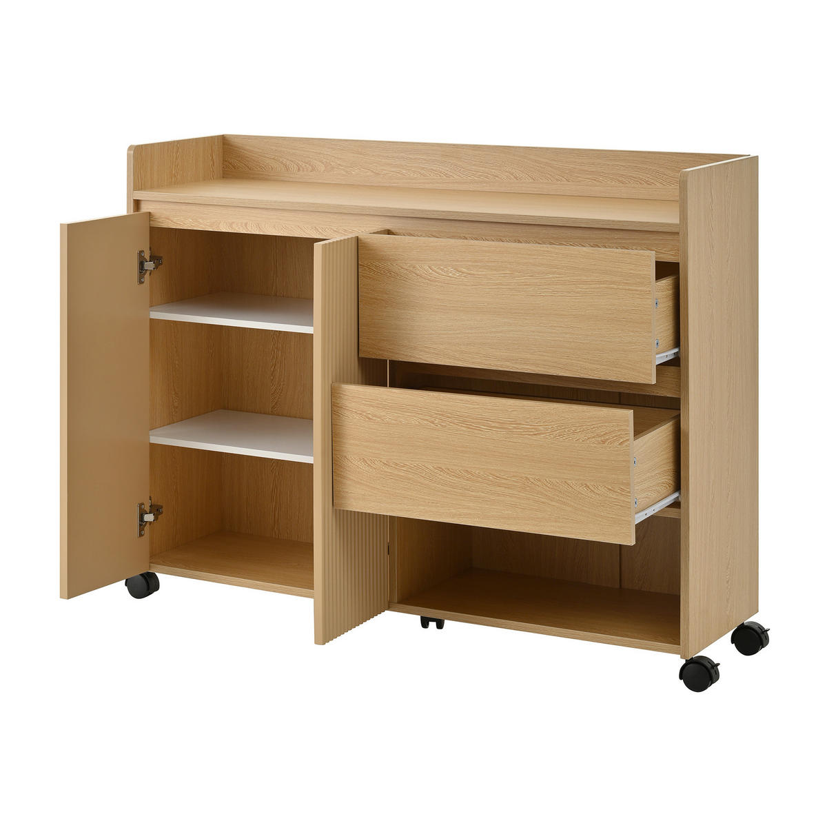 SCHUHSCHRANK 110/35/86 cm Natur aus MDF mit Rollen und Schubladen - Naturfarben, Holzwerkstoff (110/86/35cm) - OKWISH