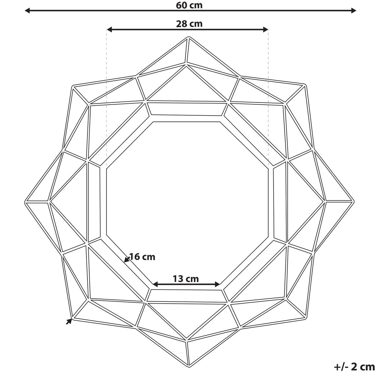 WANDSPIEGEL gold Sternenoptik 60 cm Hillion - Goldfarben, Metall (60/60/4cm) - Beliani