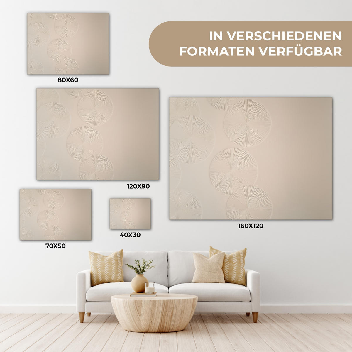 LEINWANDBILD Japandi - Beige - Modern 40x30 cm - Ecru, Textil (40/30cm) - MuchoWow