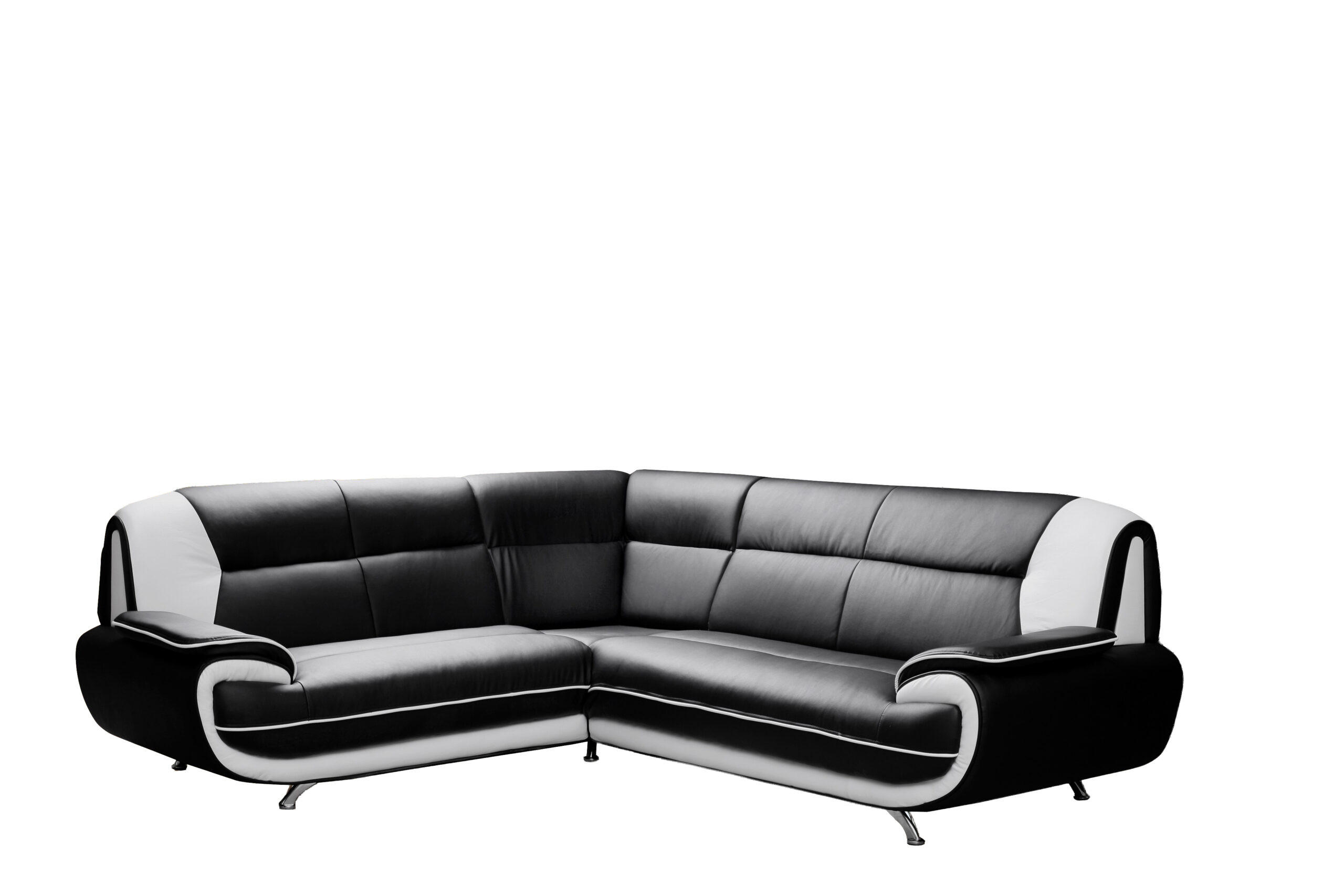 ECKSOFA L-Form, Stoff Soft, Schwarz + Weiß, Links, Palermo - Schwarz, Holz (240/210cm) - Kaiser Möbel