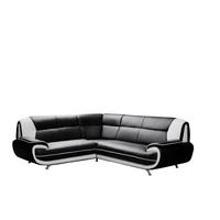 ECKSOFA L-Form, Stoff Soft, Schwarz + Weiß, Links, Palermo - Schwarz, Holz (240/210cm) - Kaiser Möbel