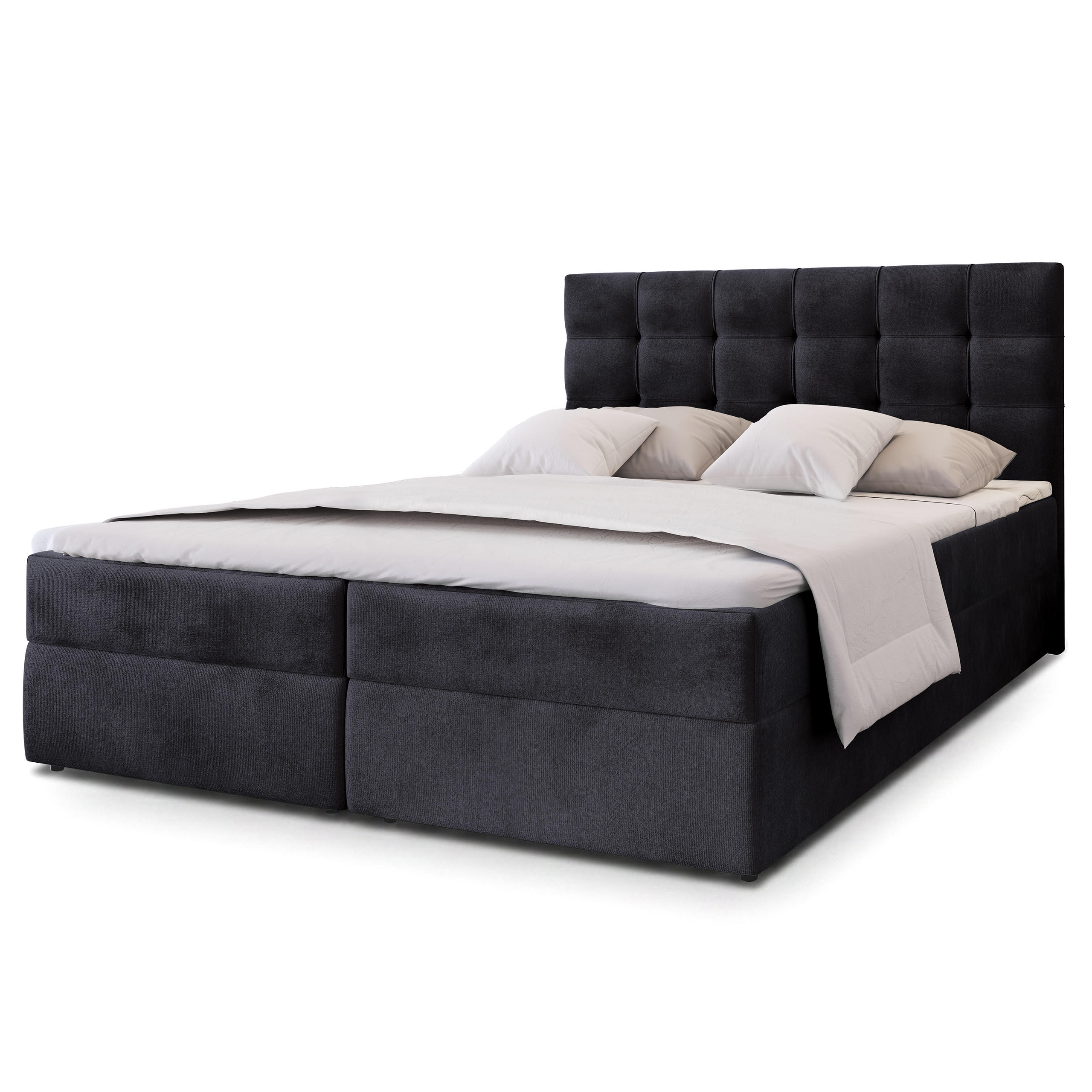 MASSENO AMERICKÁ POSTEL GLOS 140x200 cm, s matrací a úložným prostorem, černá
