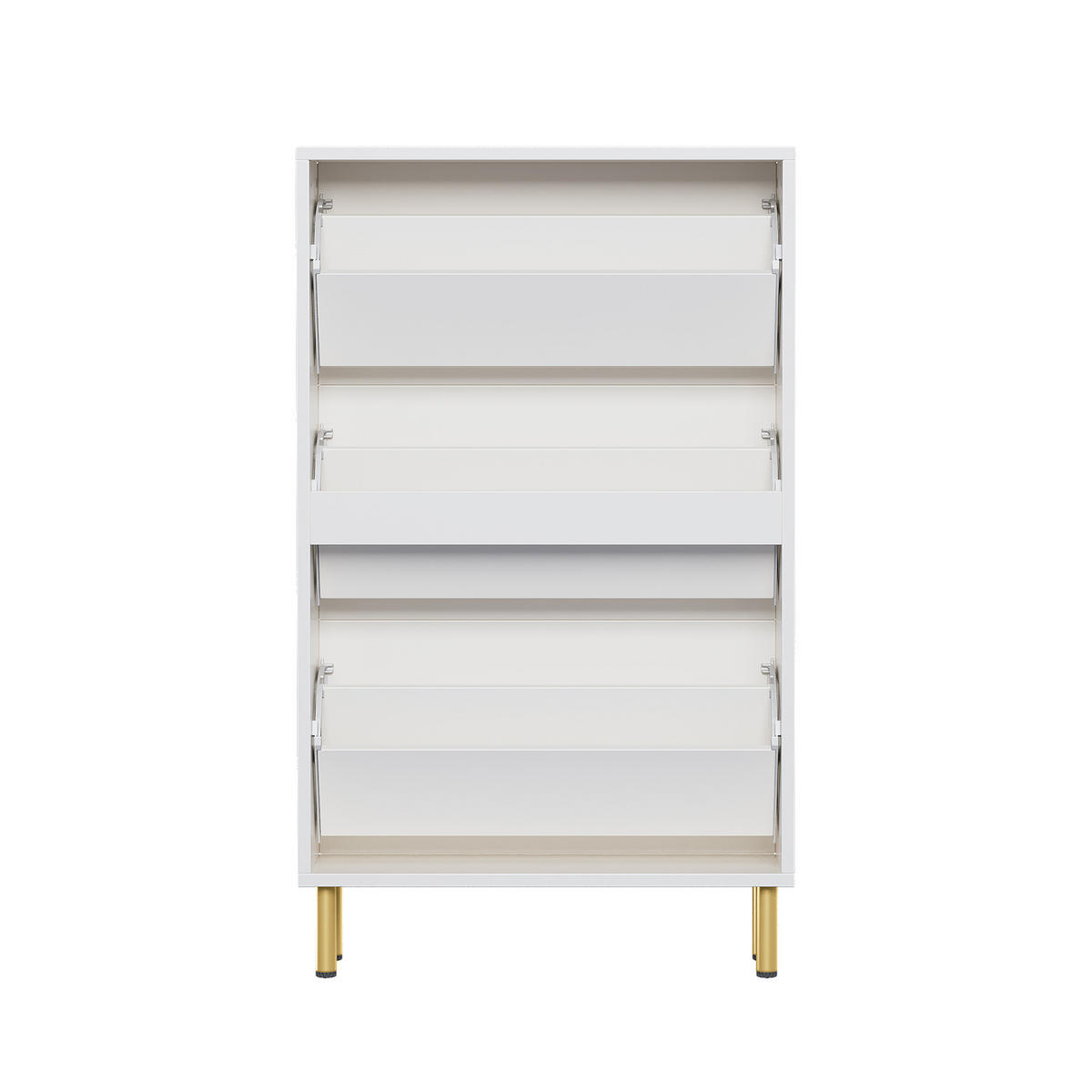 SCHUHSCHRANK aus MDF & Spanplatte 73x23x125cm in Weiß mit 3 Klapptüren - Weiß, Holzwerkstoff (73/125/23cm) - Modfu