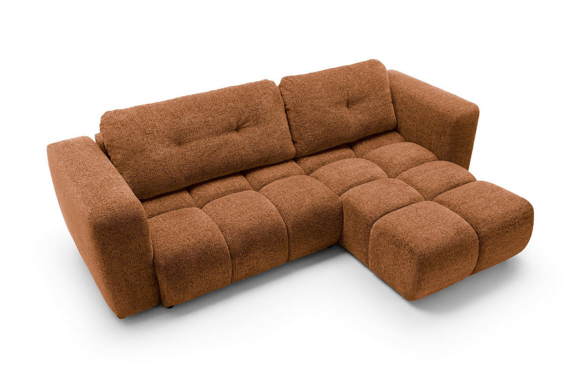 ECKSOFA ARTE 02 Orange Chenille mit Schlaffunktion - Orange, Holz (273/176cm) - MASSENO