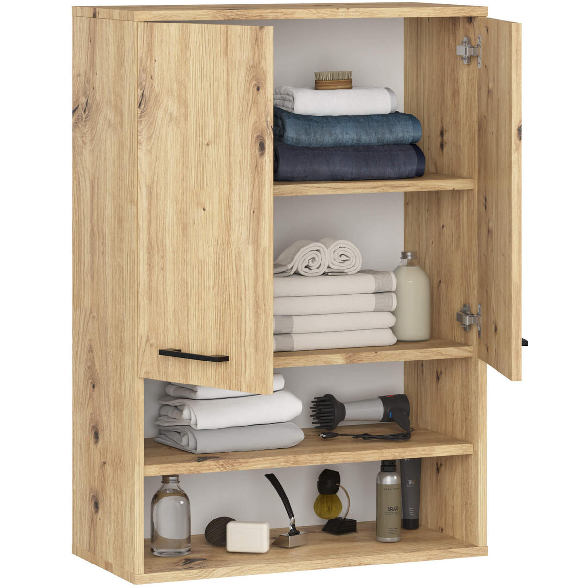 HÄNGESCHRANK Eiche Artisan 64x94x30 cm - Silberfarben/Eiche Artisan, Holzwerkstoff/Kunststoff (64/94/30cm) - Akord