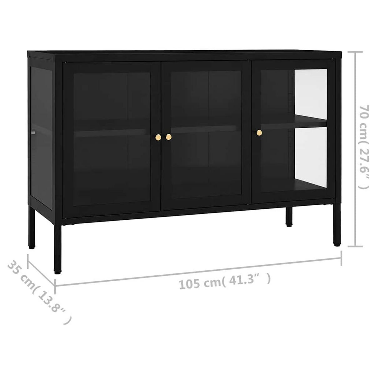 SIDEBOARD Schwarz 70/35/70 Cm Stahl Und Glas - Schwarz, Metall (105/70/35cm) - vidaXL