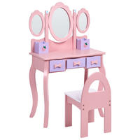 KINDERSCHMINKTISCH mit Stuhl Rosa Rosabelle - Pink, Holz/Holzwerkstoff (60/98/29cm) - Beliani