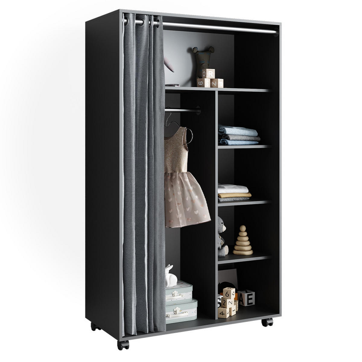 KLEIDERSCHRANK Doros Grau 100 x 168 cm - Grau, Holzwerkstoff (100/168/50cm) - Vicco