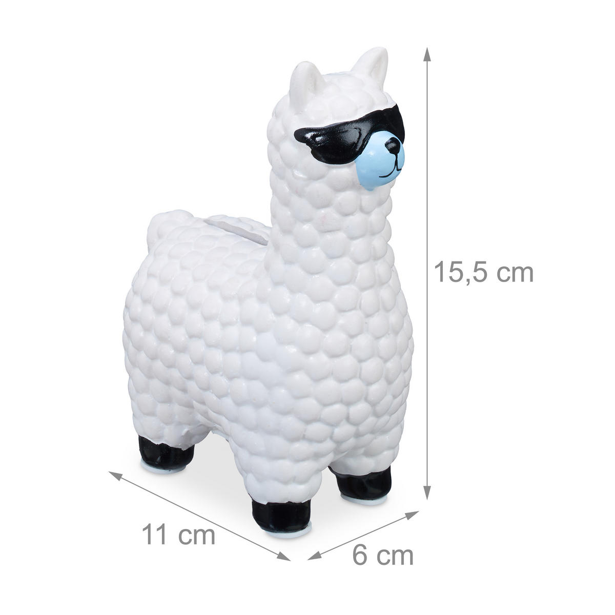 LAMA Spardose - Weiß, Keramik (11/15.5/6cm) - Relaxdays